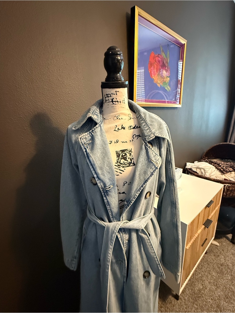 EUC Pilcro Denim Trench Coat with Belt - Picture 3 of 5